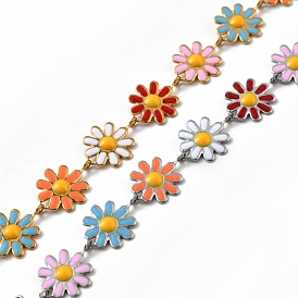 304 cadenas de eslabones de acero inoxidable de flores, con esmalte de colores, soldada, con carrete