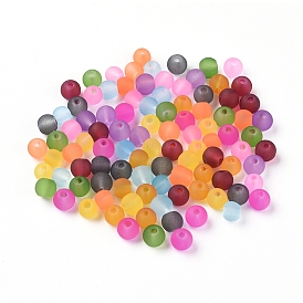 Peinture de cuisson perles de verre transparentes brins, pour la fabrication de bijoux en perles, givré, ronde