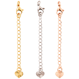 24шт. 3 цвета долговечный покрытый латунный удлинитель цепи, концевые цепочки с застежками-карабинами и петлями в виде сердечек