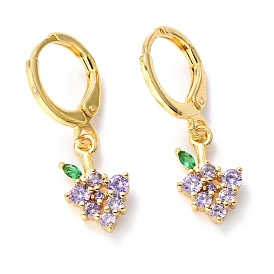 Brass Micro Pave Cubic Zirconia Huggie Hoop Earrings, Grape, Lilac