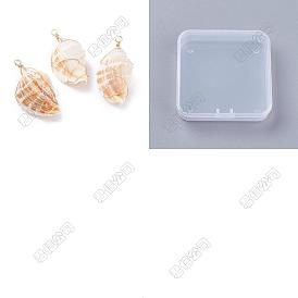 10pcs gros pendentifs en coquillage de conque naturel, Breloques en forme de coquille enveloppées de fil de cuivre écologique plaqué or véritable 18k