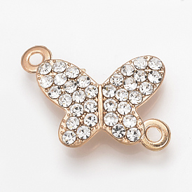 Alloy Rhinestone Links Connectors, Butterfly