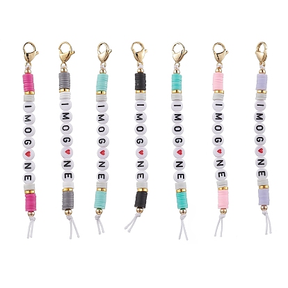 7шт. Буквы, акриловые и полимерные глиняные подвесные украшения, подвески с застежкой-клешней в виде лобстера для украшений сумок