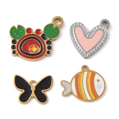 304 нержавеющей стальной эмали подвески, настоящее 18k позолоченное/цвет нержавеющей стали