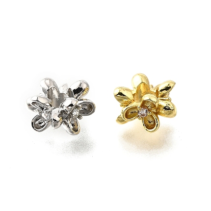 Латунь микропаве прозрачный кубический цирконий европейский бисер, цветок, бусины с большим отверстием, долговечный, без кадмия и без свинца, стойки покрытие