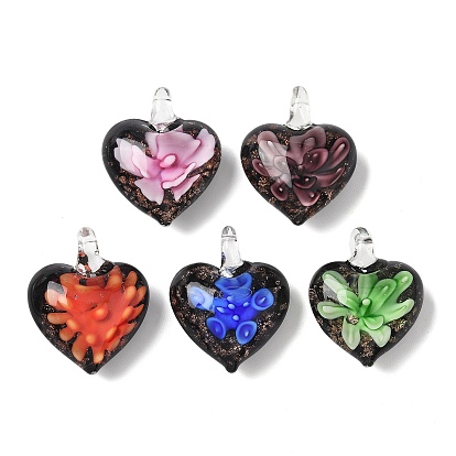 Ручной работы подвески золотые бусины песка, внутренние подвески в виде цветка-сердечка