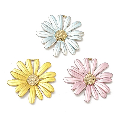 304 подвеска из нержавеющей стали, окрашенная распылением, прелести маргаритки, реальный 18 k позолоченный, вакуумное покрытие pvd, долговечный