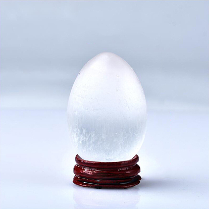 Egg Natural Selenite Figurines, Reiki Energy Stone Display Decorations, for Home Feng Shui Ornament
