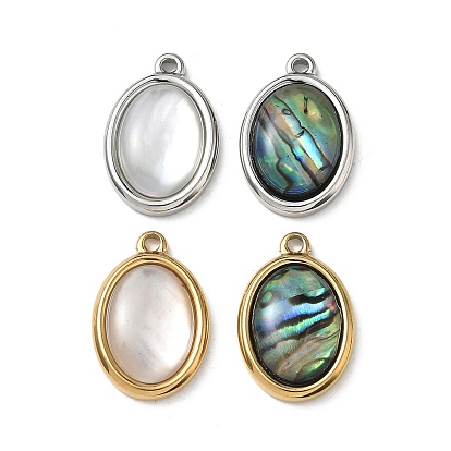 Природные подвески оболочки, 304 из нержавеющей стали овальные амулеты