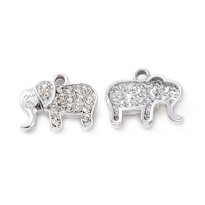 Alloy Crystal Rhinestone Pendants, Elephant Charms