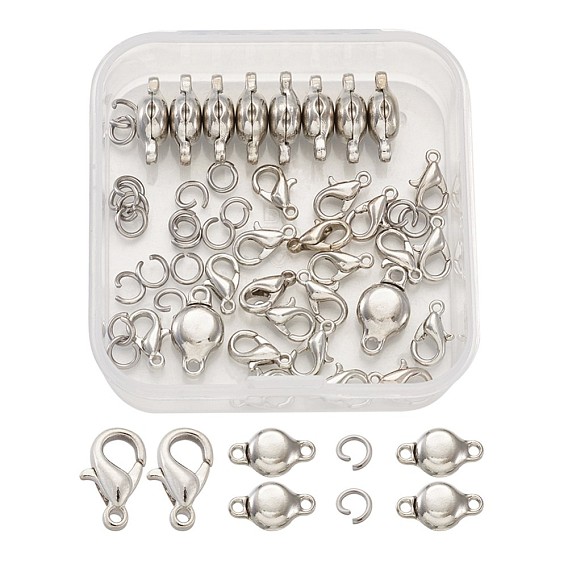DIY Jewelry Findings, with Brass Magnetic Clasps, Alloy Lobster Claw Clasps and 304 Stainless Steel Open Jump Rings