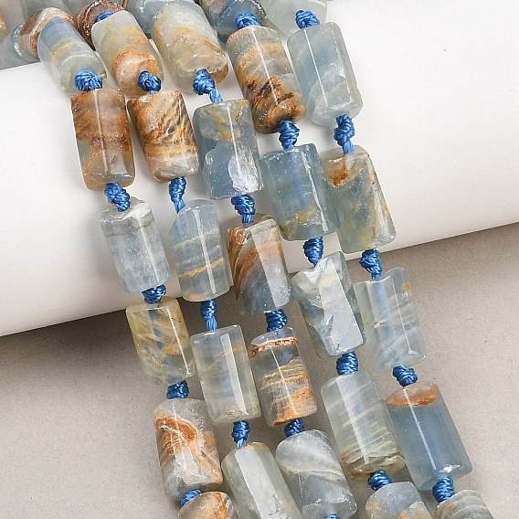 Нити из натурального голубого кальцита, колонка, граненые