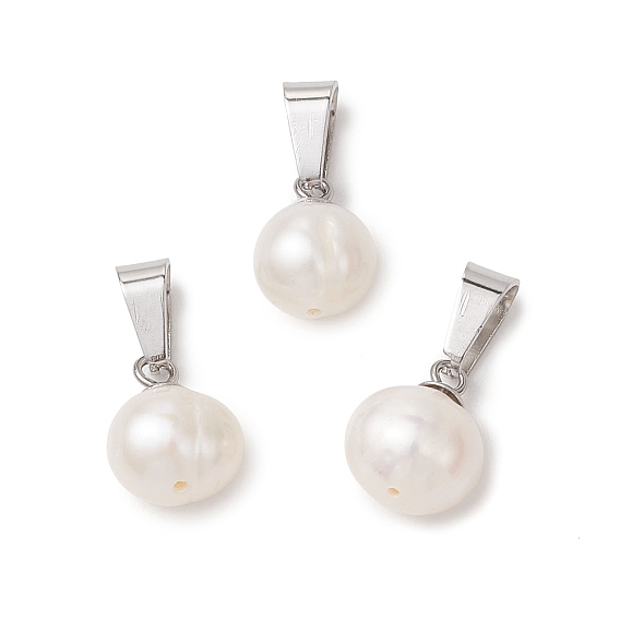 Картофельные прелести из натурального культивированного пресноводного жемчуга, с защелкой из нержавеющей стали на поручнях, цвет морской раковины