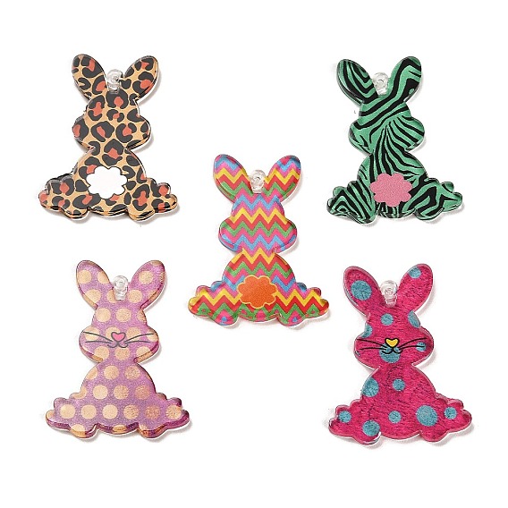 Printed Transparent Acrylic Pendants, Rabbit