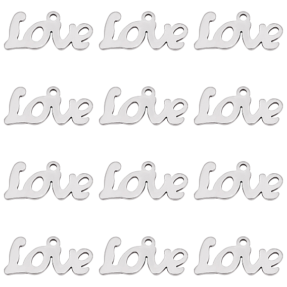 12 Stk. 304 Edelstahlanhänger, Wort Liebe