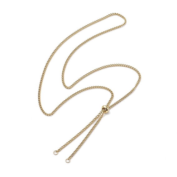 Регулируемые 304 изготовление ожерелья из цепочек из нержавеющей стали, с бусинами-слайдерами