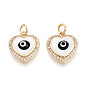 Латунные микро проложить кубического циркония прелести, с эмалью и ракушкой, сердце с сглаза, с целью перехода в кольце