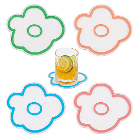 GOMAKERER 4Pcs 4 Colors Transparent Acrylic Cup Mats, Flower  Coaster