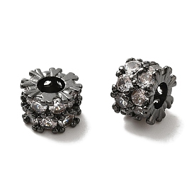 Латунные микро проложить кубического циркония бусы, долговечный, без кадмия и без свинца, плоско-круглые