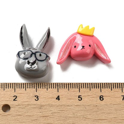 Opaque Resin Decoden Cabochons, Rabbit with Glasses & Dog with Crown, Mixed Shapes