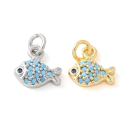 Латунные микро проложить кубического циркония подвески, без кадмия, без никеля и без свинца, рыбы прелести, с целью перехода в кольце