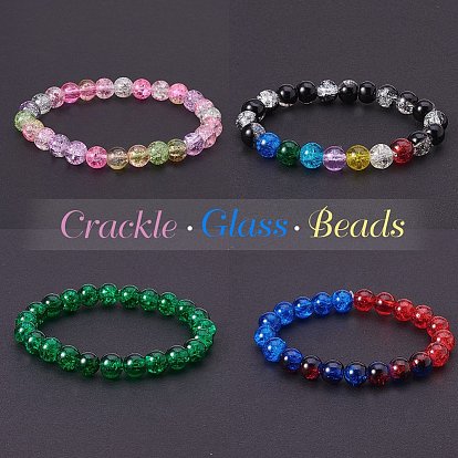 PandaHall Elite Spray Painted Crackle Glass Beads, Round