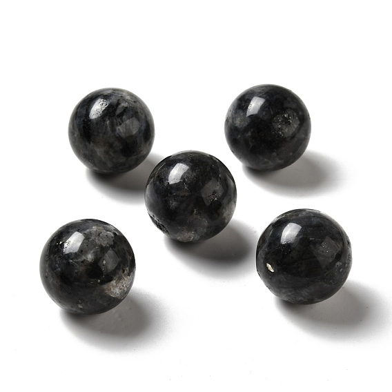 Perles de larvikite naturelles, pas de trous / non percés, ronde