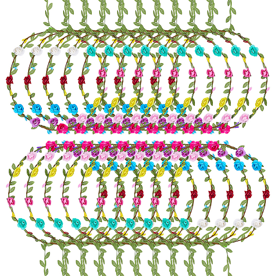 Бумажные цветы, листья и ветки, резинки для волос, лоза для волос