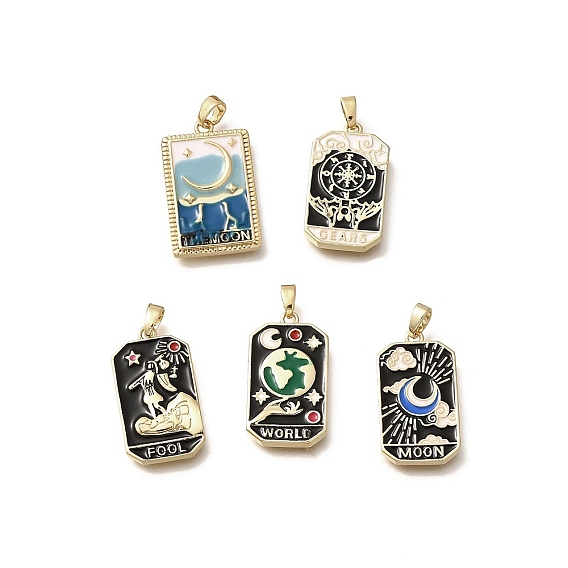 Латунные эмалевые подвески с картами таро, реальный 18 k позолоченный, стойки покрытие, без свинца и без кадмия, прямоугольные