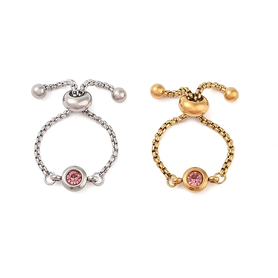 304 регулируемое кольцо-слайдер из нержавеющей стали с камнями по месяцу рождения и стразами, цепочка-коробка кольцо для унисекс