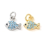 Латунные микро проложить кубического циркония подвески, без кадмия, без никеля и без свинца, рыбы прелести, с целью перехода в кольце