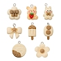 8Pcs 8 Style Opaque Resin Pendants, with Platinum Plated Iron Loop, Mixed Shapes