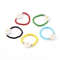 TOHO Japanese Seed Beads Stretch Rings, with Natural Shell Beads, Flower