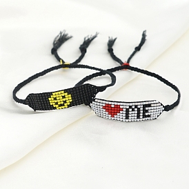 Glass Seed Wide Band Friendship Link Bracelet for Women