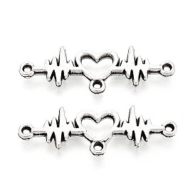 Звенья / разъемы из сплава в тибетском стиле, сердцебиение, без кадмия и без свинца