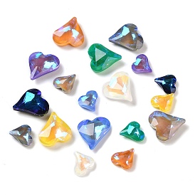 Glass Rhinestone Cabochons, Point Back, Faceted, Heart