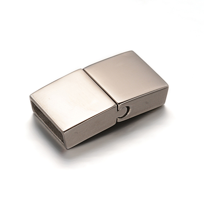Rectangle Smooth Surface 304 Stainless Steel Magnetic Clasps with Glue-in Ends, 22.5x11.5x5mm, Hole: 3x10mm