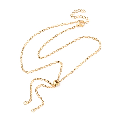 Регулируемые 304 цепочки из нержавеющей стали с текстурированными тросами, слайдер-ожерелья, с прыжковых колец