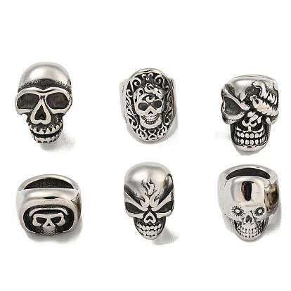 316 бусины из хирургической нержавеющей стали, бусины с большим отверстием, череп