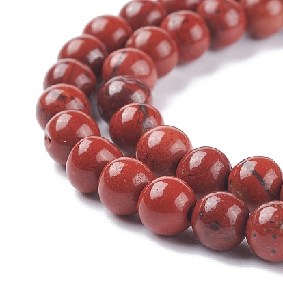 Natural Red Jasper Beads Strands, Grade A-, Round