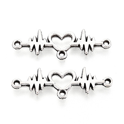 Звенья / разъемы из сплава в тибетском стиле, сердцебиение, без кадмия и без свинца