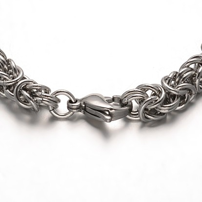 304 Stainless Steel Byzantine Chain Bracelets, with Lobster Claw Clasps, 7-1/2 inch(190mm)