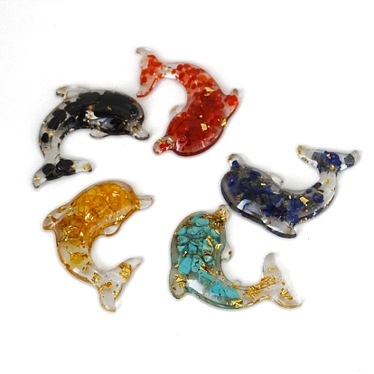 Украшение для дисплея дельфина из смолы, с кусочками натуральных драгоценных камней внутри статуй для украшения домашнего офиса