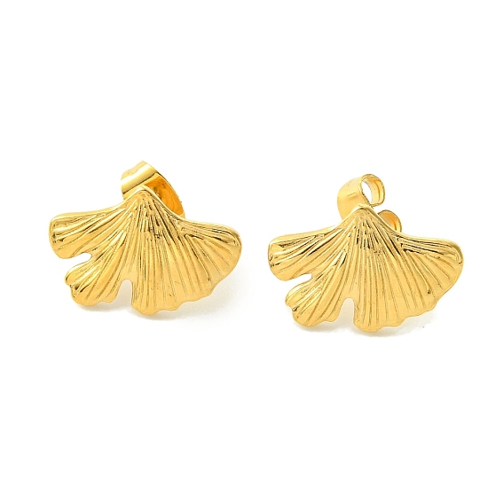 Recubrimiento al vacío de PVD 304 Pendientes de acero inoxidable para mujer, larga duración plateado, hoja del ginkgo