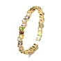 Brass Pave Glass Open Cuff Bangles for Women, Real 18K Gold Plated