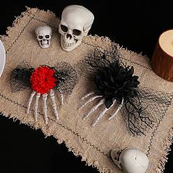Halloween Party Hair Accessories, Skeleton Hand Plastic Alligator Hair Clip, Rose Polyester Mesh Hair Clip