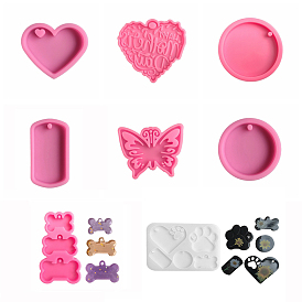 DIY силиконовые формы кулон, формы для литья смолы, бабочка/сердце/круглая плоская