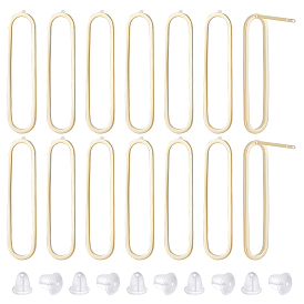 10шт. полые овальные стойки с покрытием из латуни для сережек-гвоздиков, с 50 пластиковыми ушными гайками