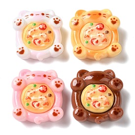 Opaque Resin Imitation Food Decoden Cabochons, Cat Shaped Pizza