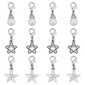 12 шт 3 стили звезда сплав обувь подвески, с карабин-лобстерами 
